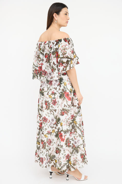 Erdem Floral Algarve Off Shoulder Dress