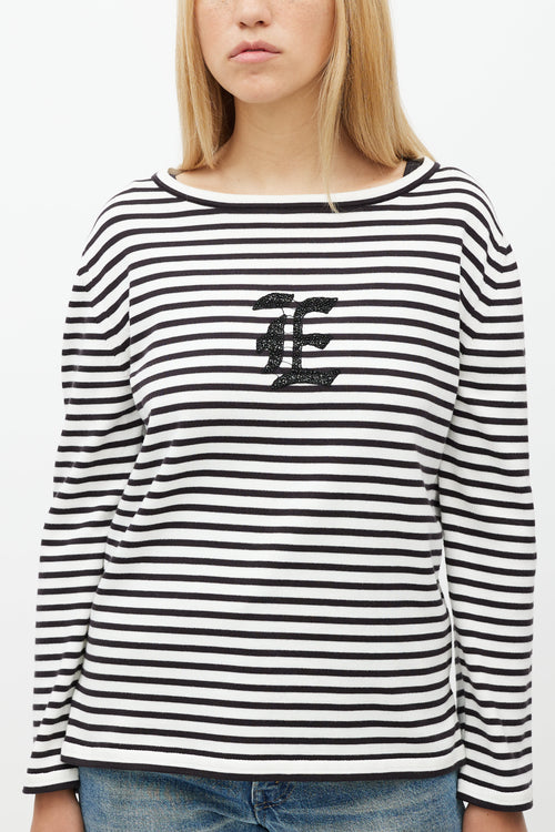 Ermanno Scervino Black & White Stripe Knit Top