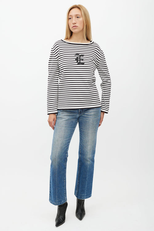 Ermanno Scervino Black & White Stripe Knit Top