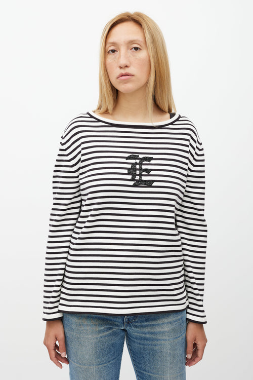 Ermanno Scervino Black & White Stripe Knit Top