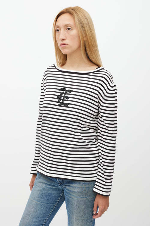 Ermanno Scervino Black & White Stripe Knit Top
