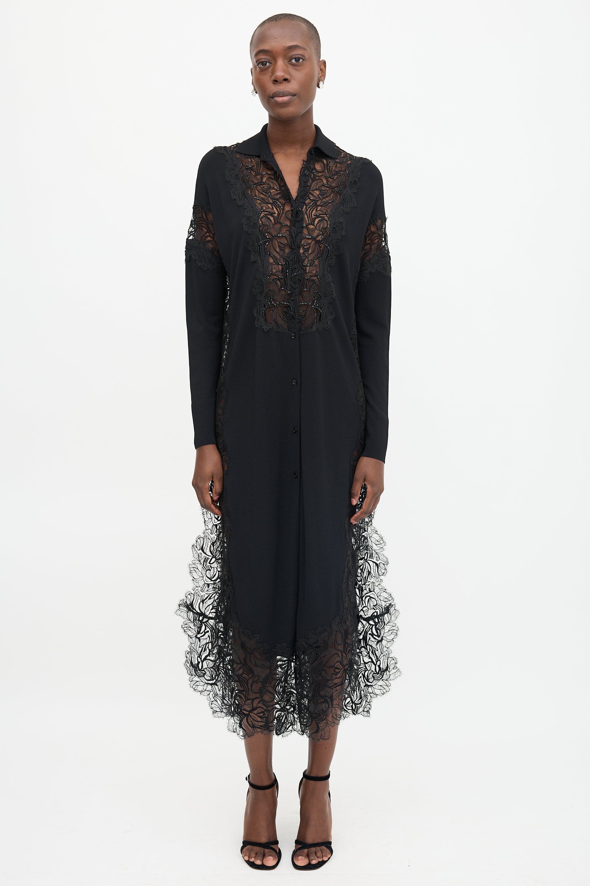 Ermanno Scervino Knit & Lace Embellished Dress