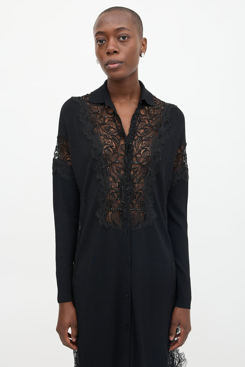 Ermanno Scervino Knit & Lace Embellished Dress