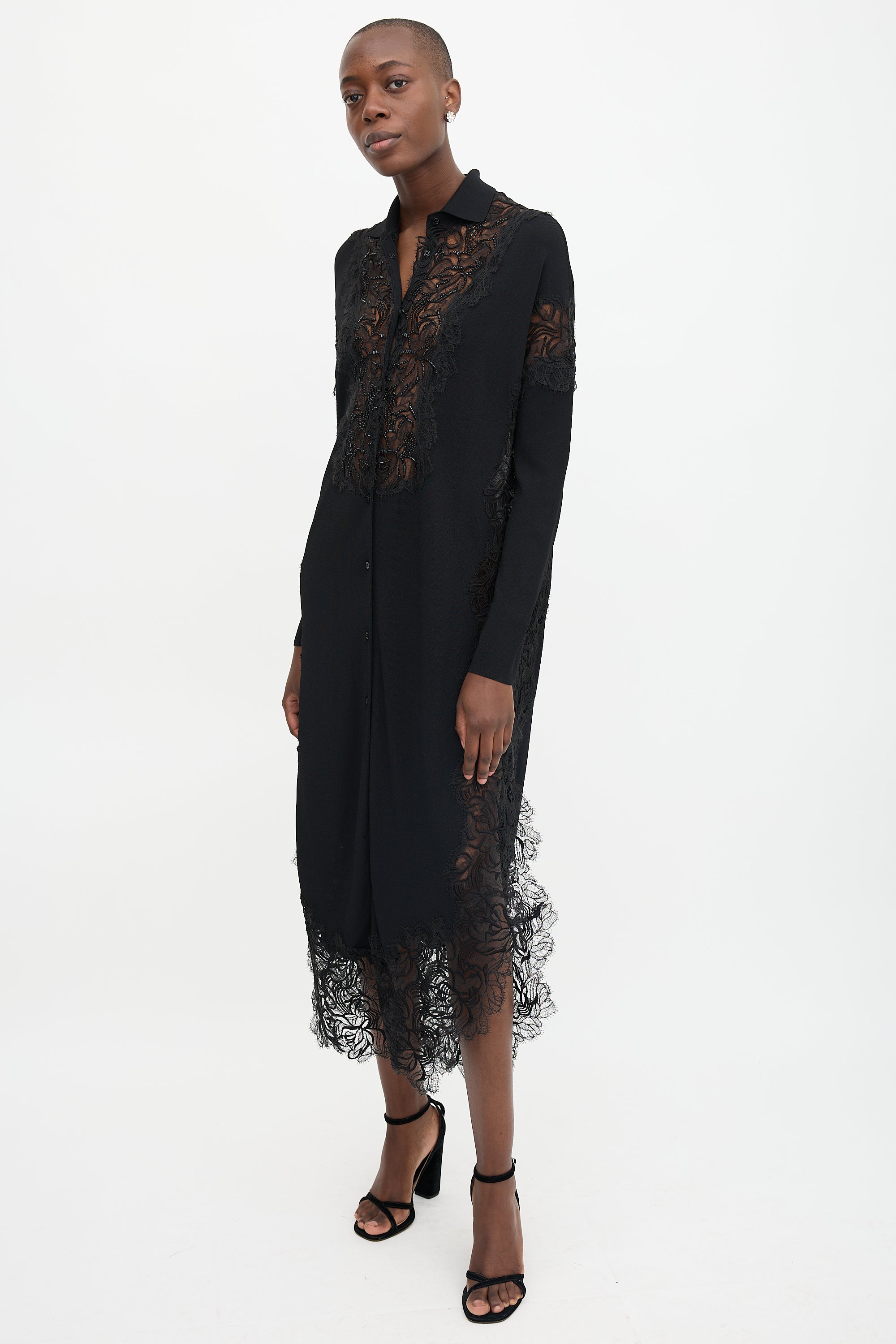 Ermanno Scervino Knit & Lace Embellished Dress