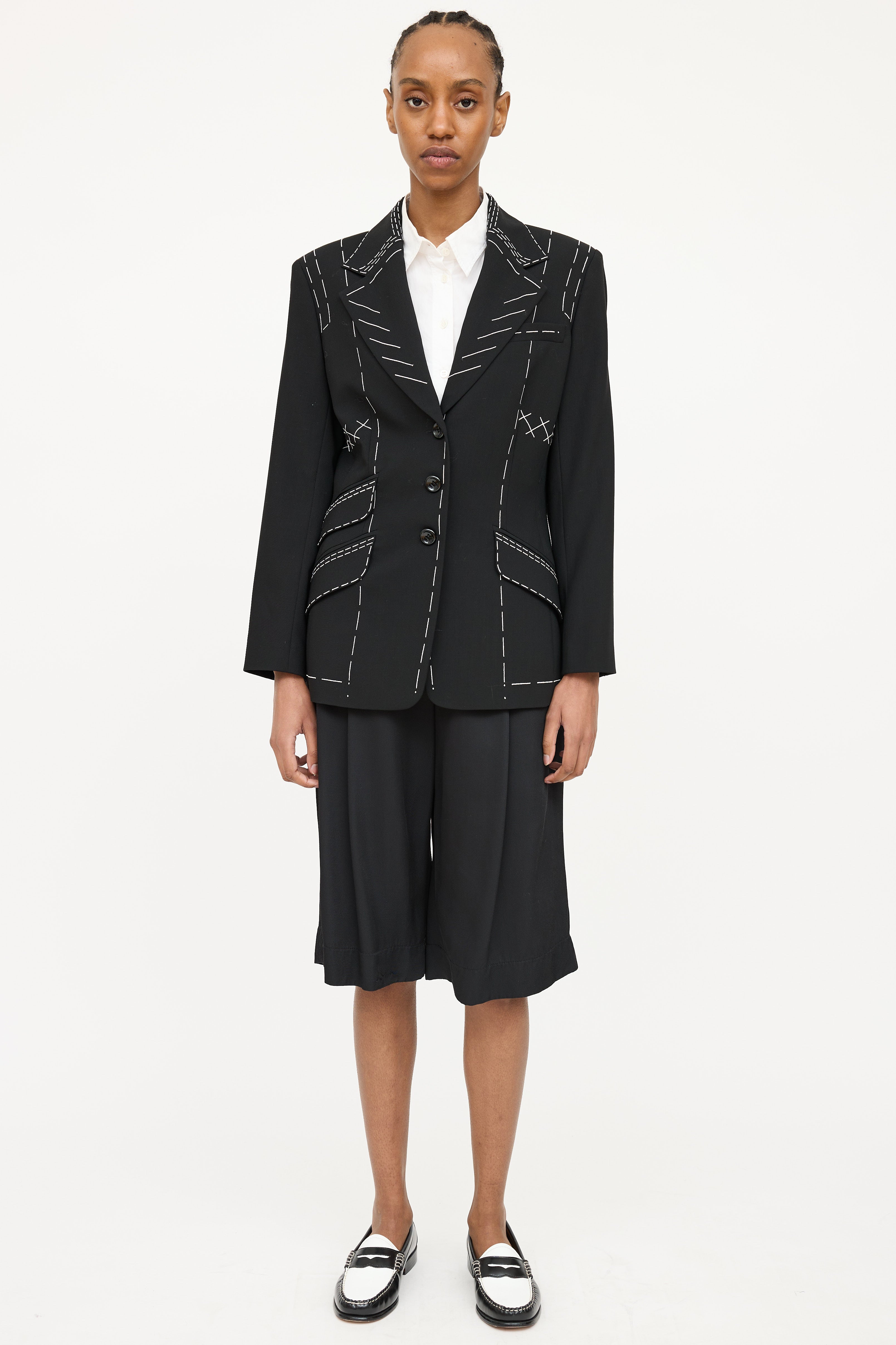Escada Wool Contrast Stitch Blazer