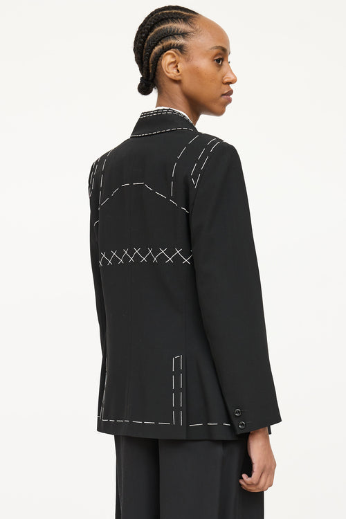 Escada Wool Contrast Stitch Blazer