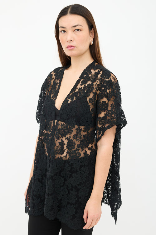 Eskandar Lace Short Sleeve Cardigan