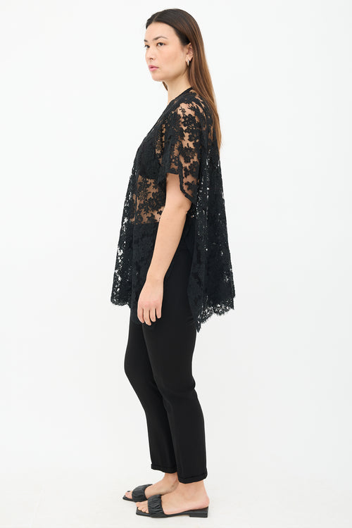 Eskandar Lace Short Sleeve Cardigan