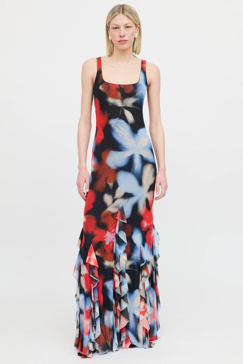 EspeciaPatterned Ruffle Maxi Dress