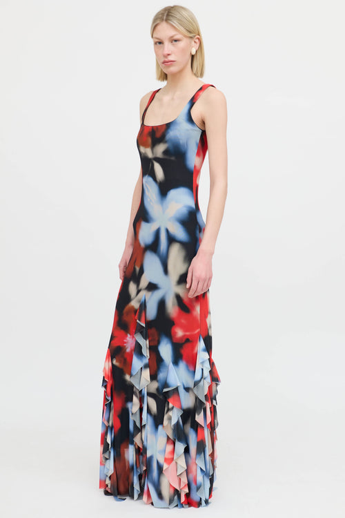 EspeciaPatterned Ruffle Maxi Dress