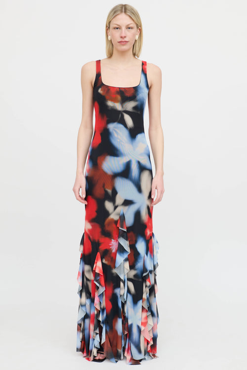 EspeciaPatterned Ruffle Maxi Dress