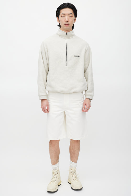Essentials Cream & Black Fleece Sweater