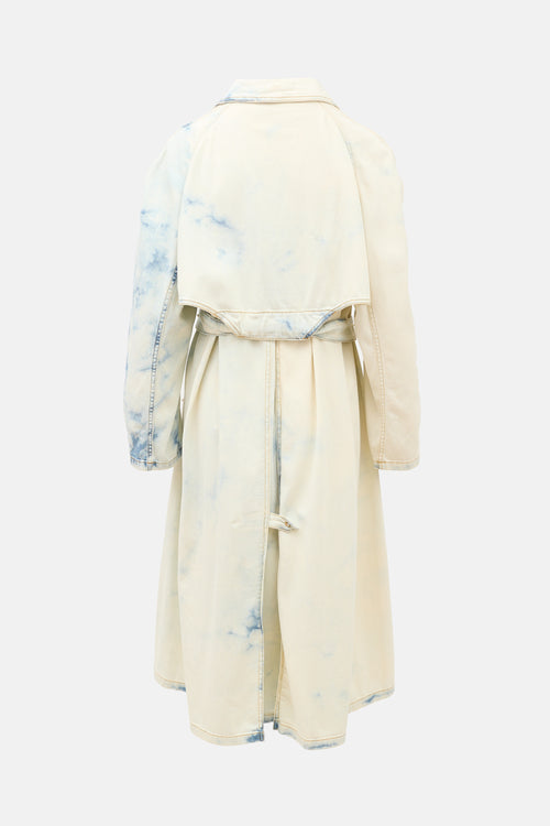 Esteban Cortázar Acid Wash Denim Trench Coat