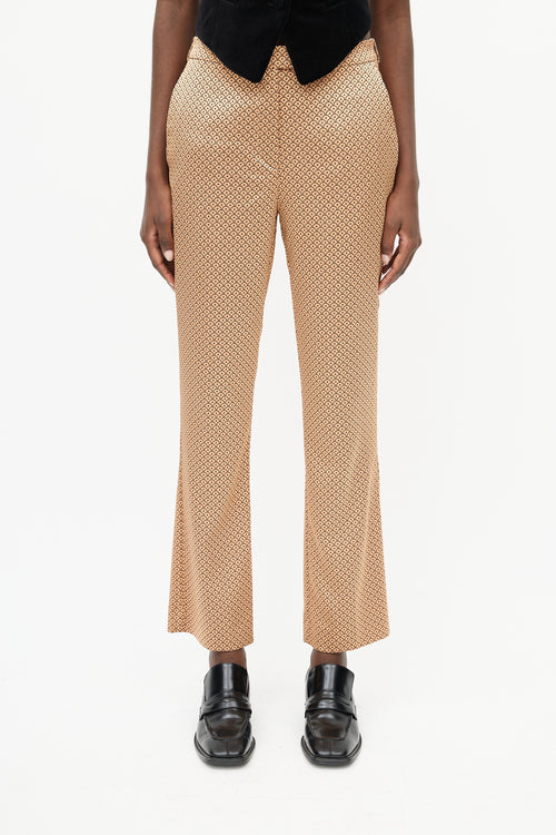 Etro Beige & Black Satin Scale Print Trouser