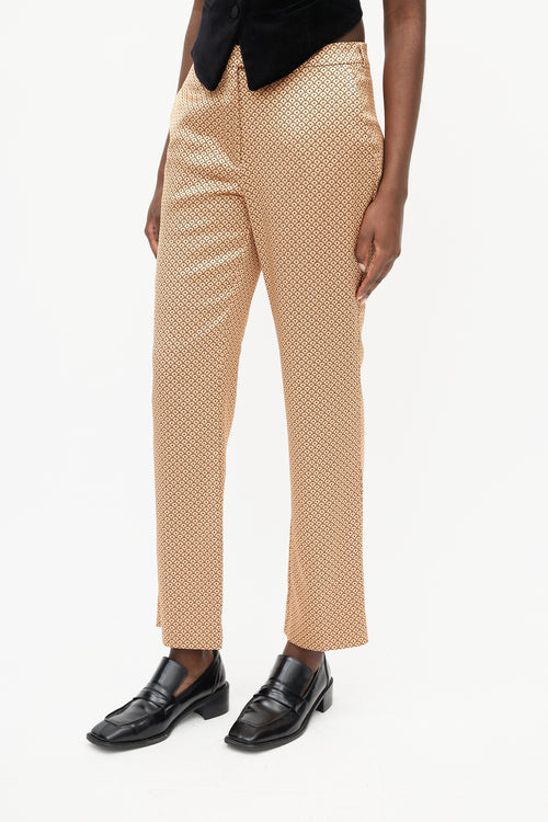 Etro Beige & Black Satin Scale Print Trouser