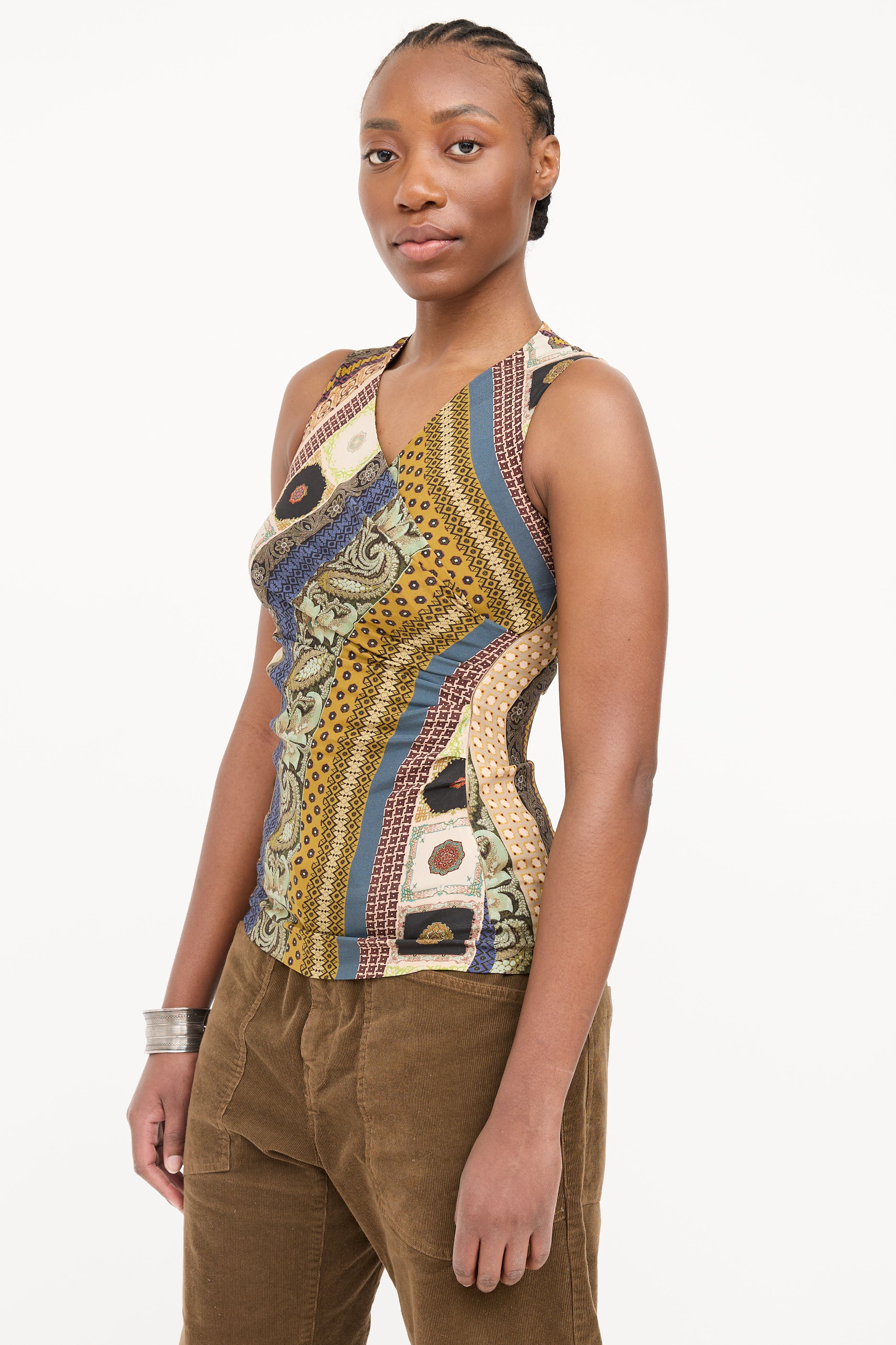 Etro Silk Asymmetrical Gathered Top