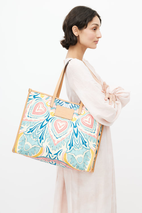 Etro Beige & Multicolour Woven Globetrotter Tote Bag