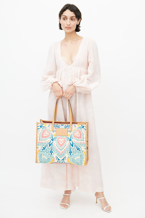 Etro Beige & Multicolour Woven Globetrotter Tote Bag