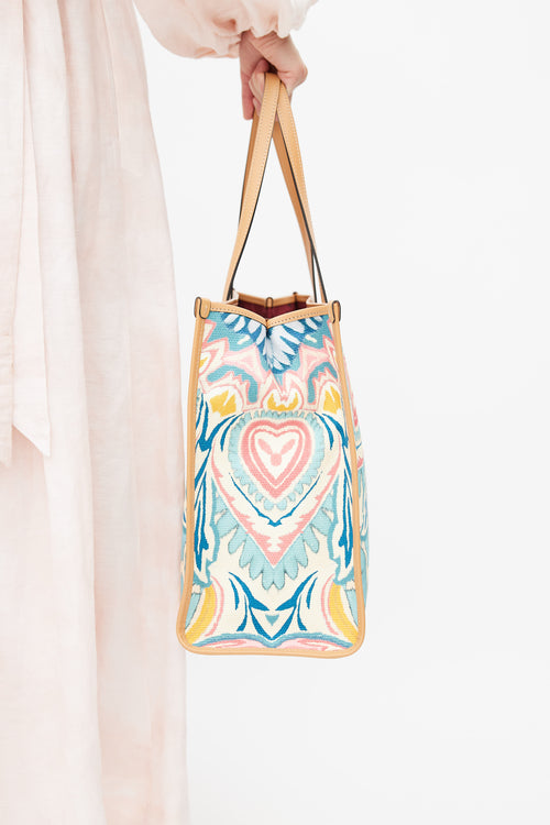 Etro Beige & Multicolour Woven Globetrotter Tote Bag