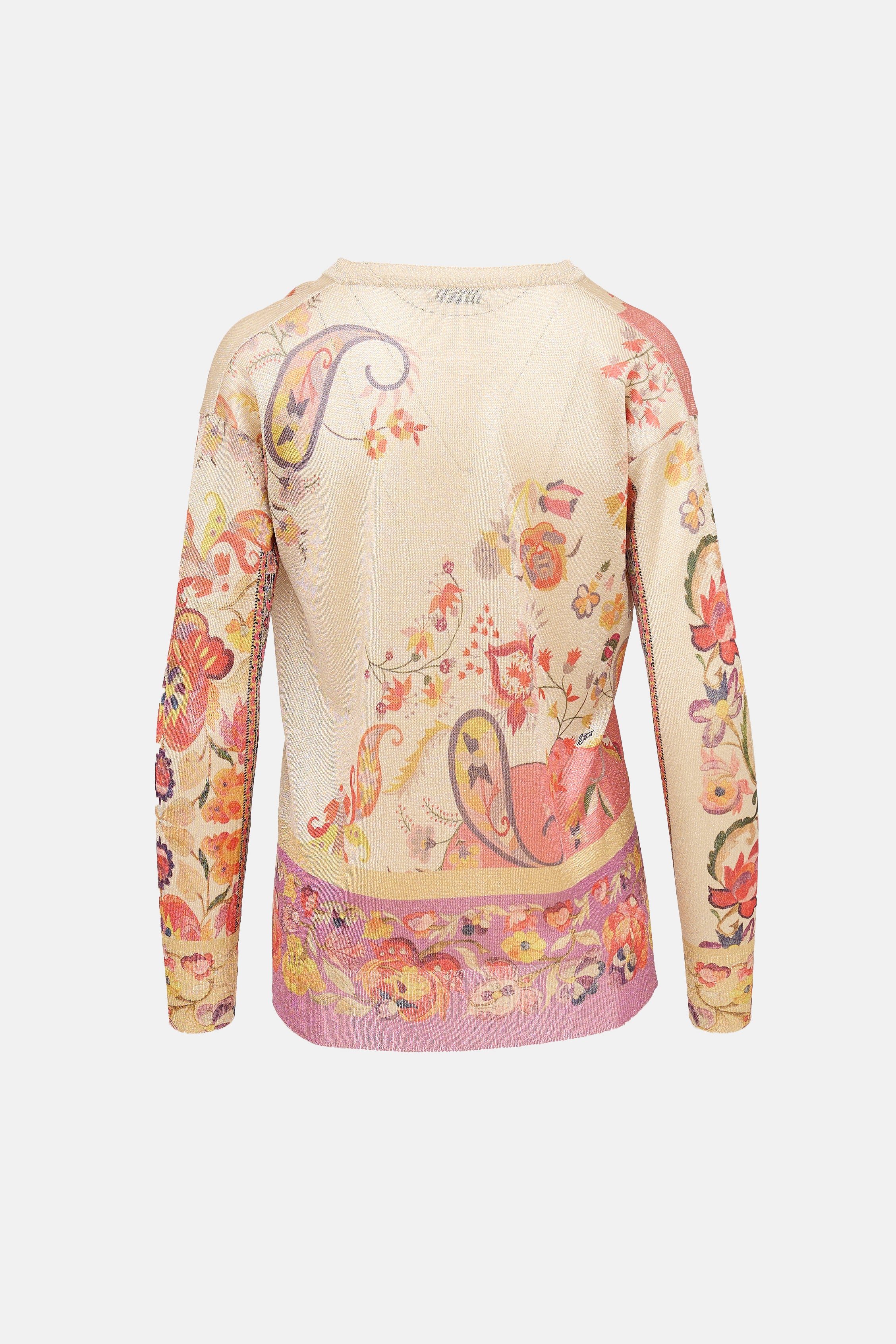 Etro V-Neck Floral Sparkly Top