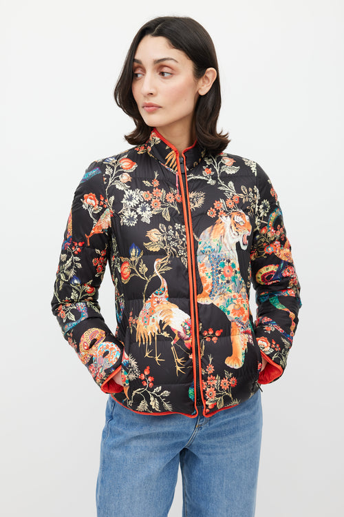 Etro Black & Multicolour Floral Down Jacket