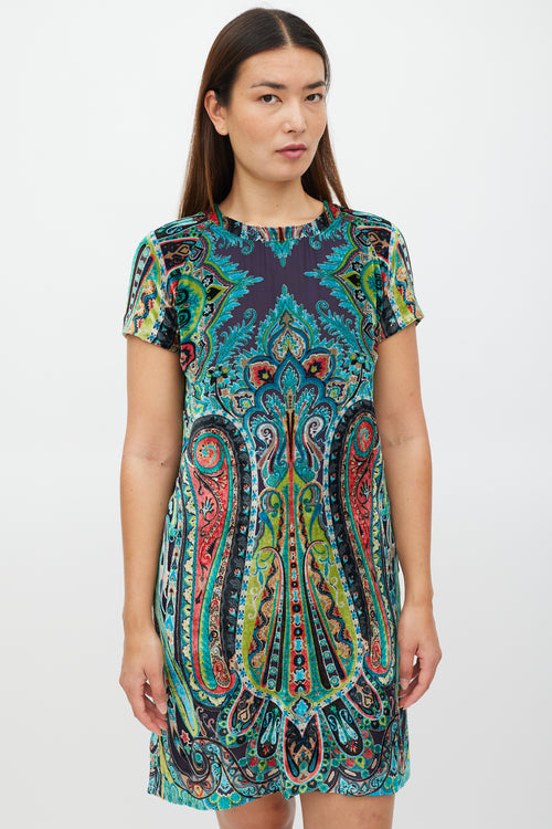 Etro Black & Multicolour Velour Paisley Dress