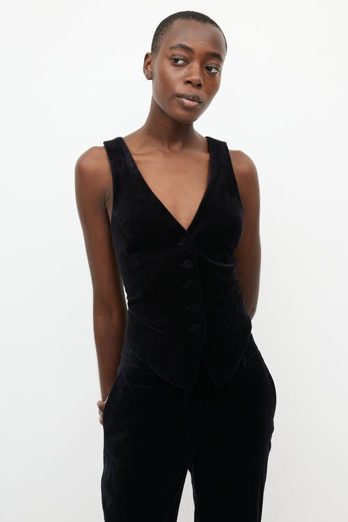 Etro Black Velvet Vest & Pant Suit