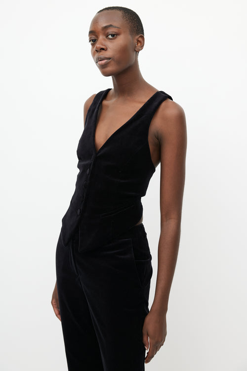 Etro Black Velvet Vest & Pant Suit