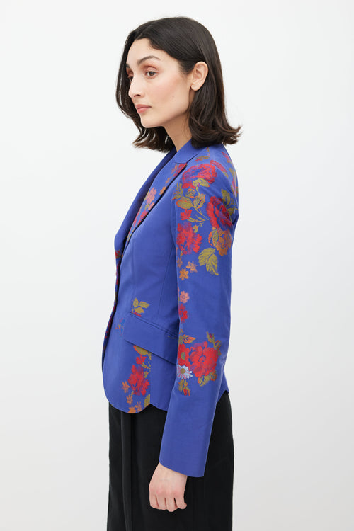 Etro Blue & Multicolour Floral Jacquard Blazer