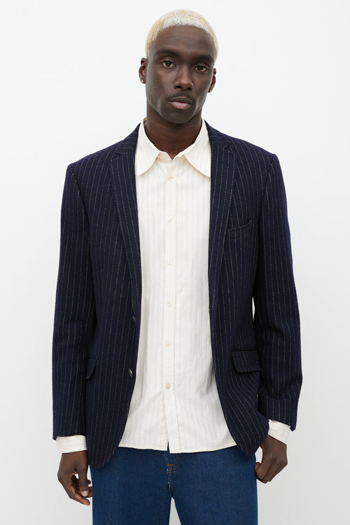 Etro Blue & White Pinstripe Blazer