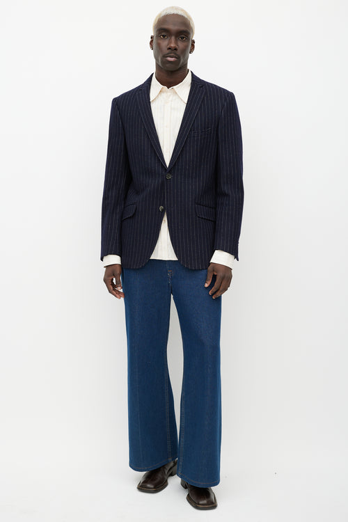 Etro Blue & White Pinstripe Blazer