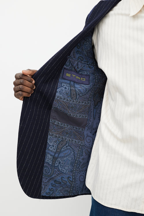 Etro Blue & White Pinstripe Blazer