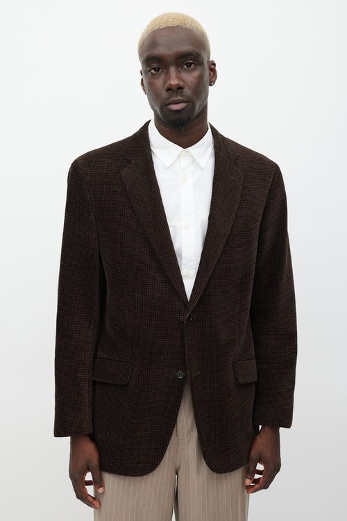 Etro Brown & Black Velour Houndstooth Blazer