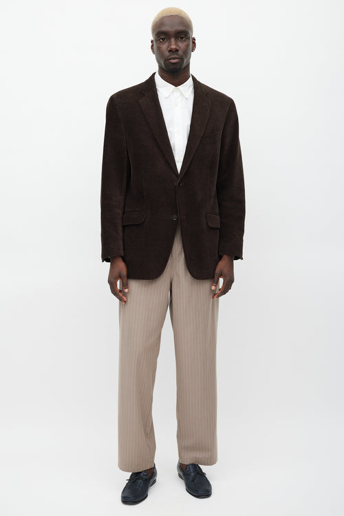 Etro Brown & Black Velour Houndstooth Blazer