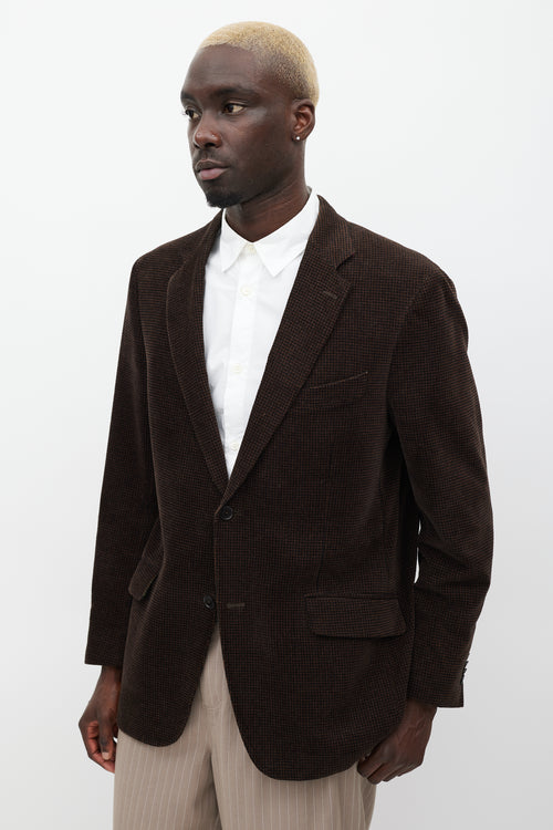 Etro Brown & Black Velour Houndstooth Blazer