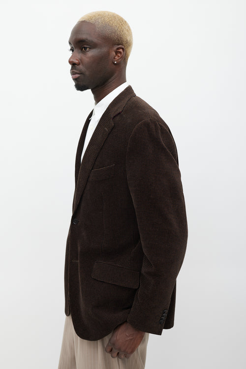 Etro Brown & Black Velour Houndstooth Blazer