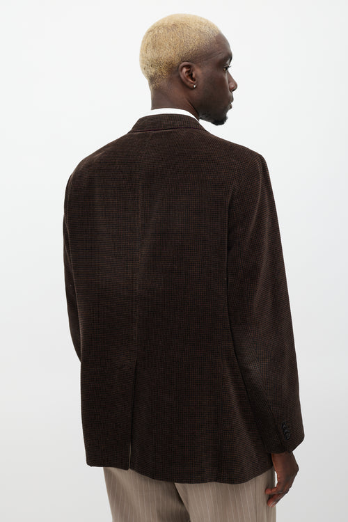 Etro Brown & Black Velour Houndstooth Blazer