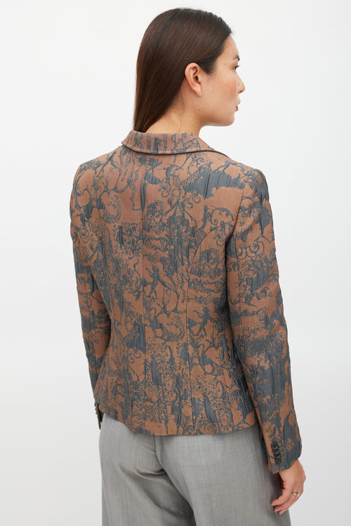 Etro Brown & Blue Padded Jacquard Blazer