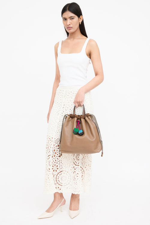 Etro Brown Leather Dice Tassle Bag