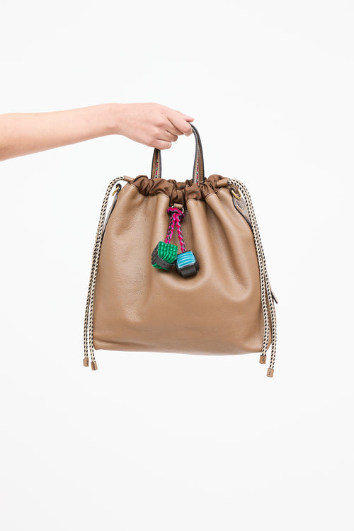 Etro Brown Leather Dice Tassle Bag