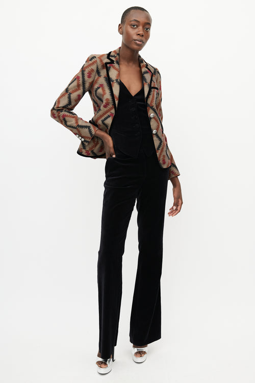 Etro Brown & Multi Geometric Blazer