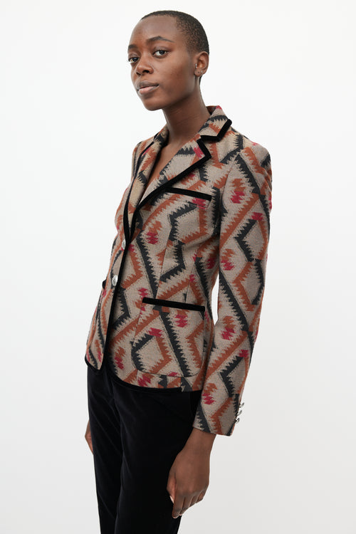 Etro Brown & Multi Geometric Blazer