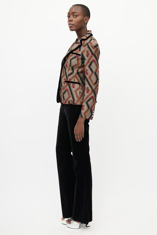 Etro Brown & Multi Geometric Blazer