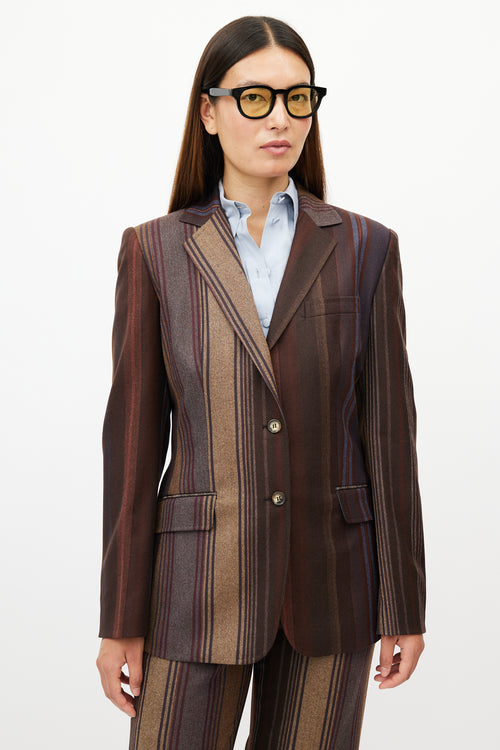 Etro Brown & Multicolour Striped Two Piece Suit
