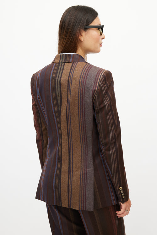 Etro Brown & Multicolour Striped Two Piece Suit
