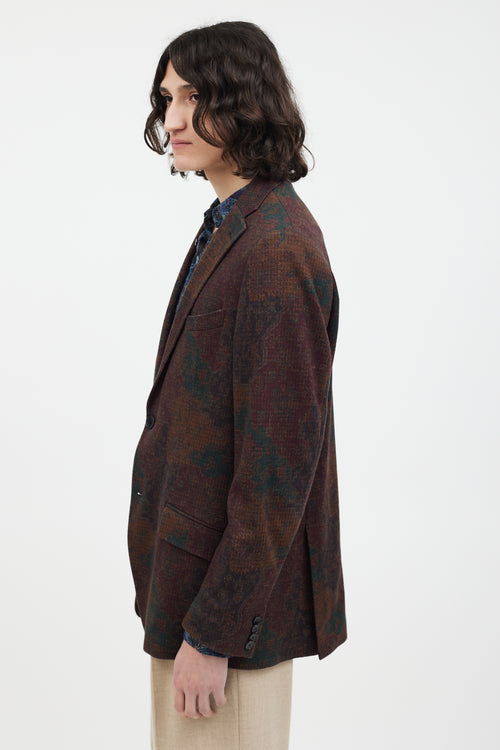 Etro Burgundy & Brown Damask Blazer