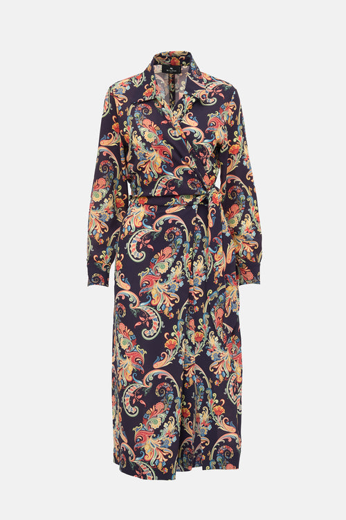 Etro Crepe Paisley Wrap Dress