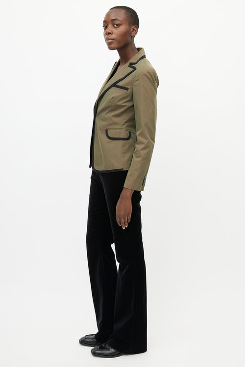 Etro Green & Black Trim Blazer