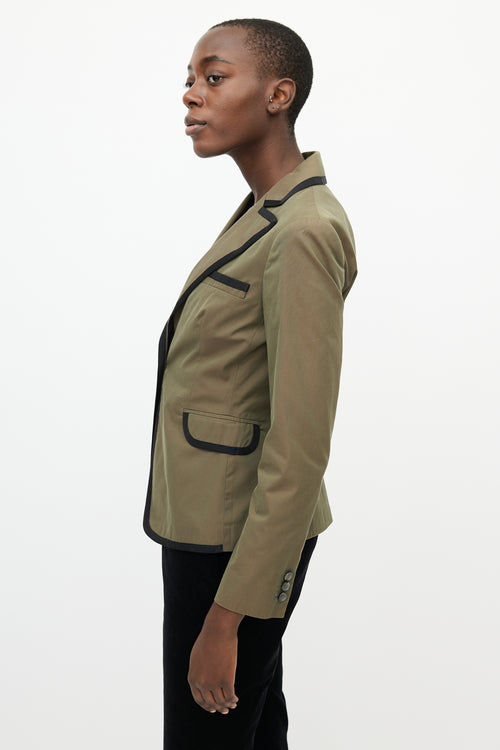 Etro Green & Black Trim Blazer