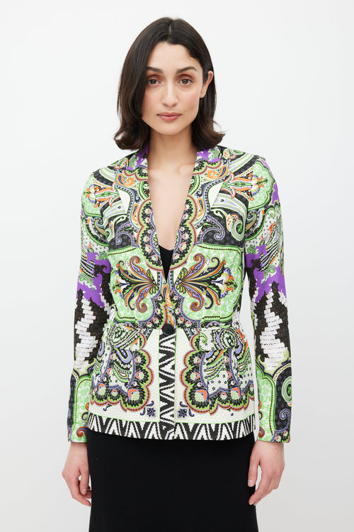 Etro Green & Multicolour Paisley Blazer